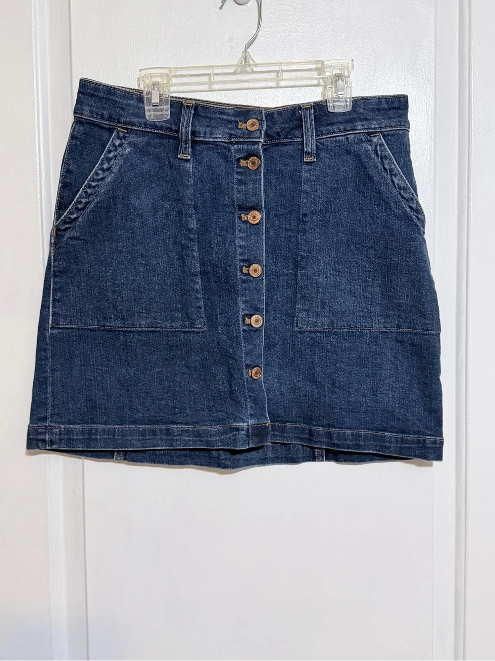 J crew Mercantile Sz 6 Dark Blue Denim Button-Front Mini Skirt western concert - Picture 1 of 5